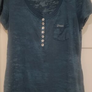 Guess Women's Teal Short Sleeve Top